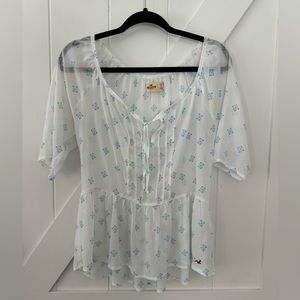 Hollister white sheer blouse